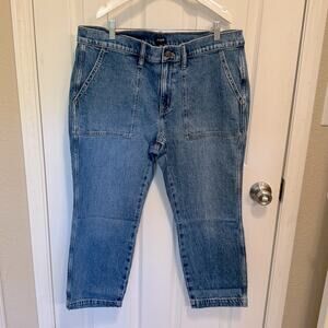 NWT J Crew Tapered Leg Denim Trousers Jeans size 32petite (14p)